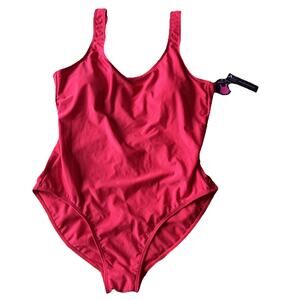 Womens Large Red Baywatch Inspired One Piece Bathing Suit Beach Resort 90s Y2K